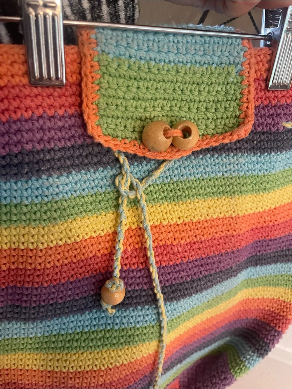 90’s Rainbow Colors Thick Crocheted Backpack